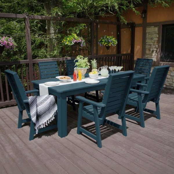 Elm Pointe 7 Pc Recycled Plastic Dining Set in Nantucket Blue by Lakeview Outdoor Designs