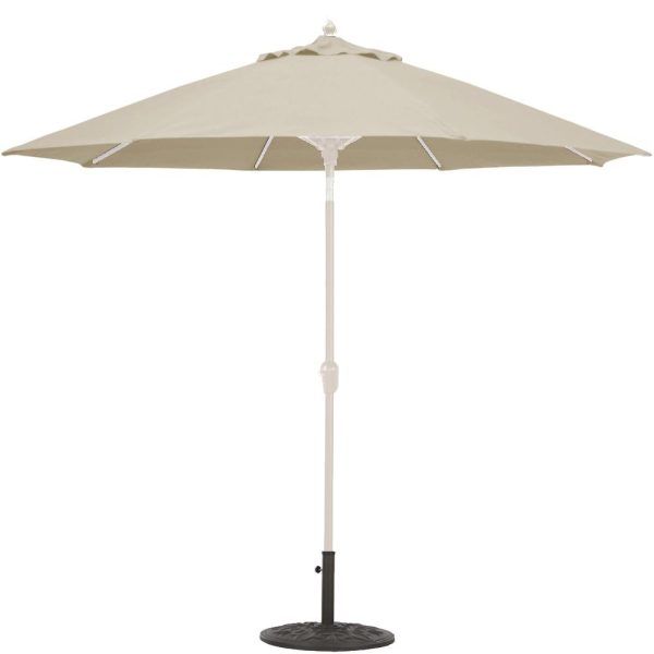 Galtech 9 Ft. Octagonal Aluminum Patio Market Umbrella W/ Crank Lift And Auto Tilt - White Frame W/ Sunbrella Canvas Antique Beige Canopy