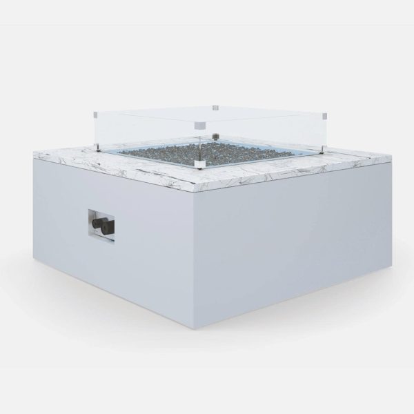 Bazaar 42 Inch Square Aluminum Propane Fire Pit Table in Gray by Sunset West
