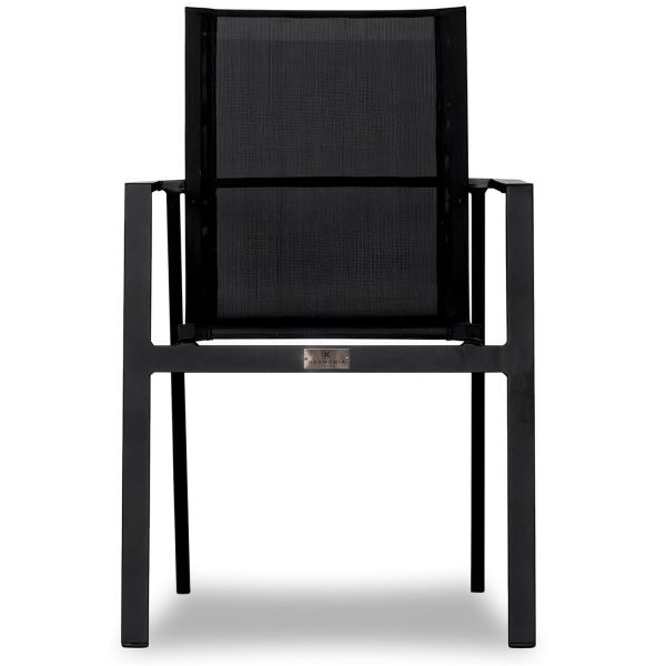 Spring Bay Aluminum Dining Arm Chair in Black/Black by Lakeview Outdoor Designs