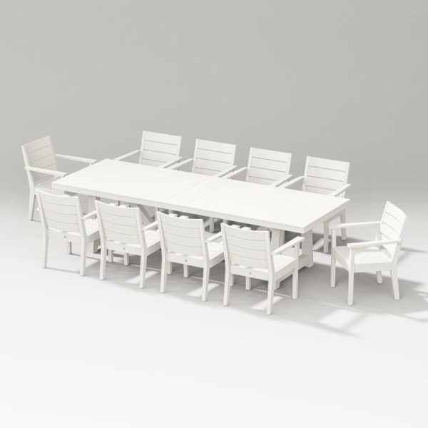 Latitude 11 Pc A-Frame Table Arm Chair Dining Set in Vintage White By PW Designer Series