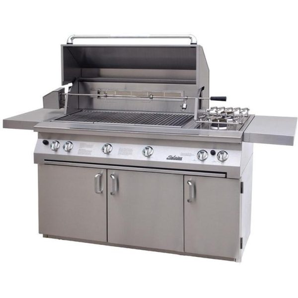 Solaire 56 Inch All Infrared Natural Gas Grill On Standard Cart With Rotisserie & Double Side Burner - SOL-AGBQ-56CIR-NG