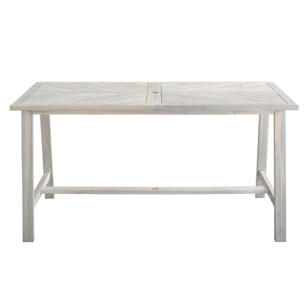 Ultimate Patio Wishlake 60 X 35 Inch Rectangular Acacia Patio Dining Table - White Wash