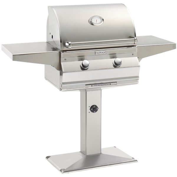 Fire Magic Choice C430S 24-Inch Natural Gas Grill With Analog Thermometer On Patio Post - C430S-RT1N-P6