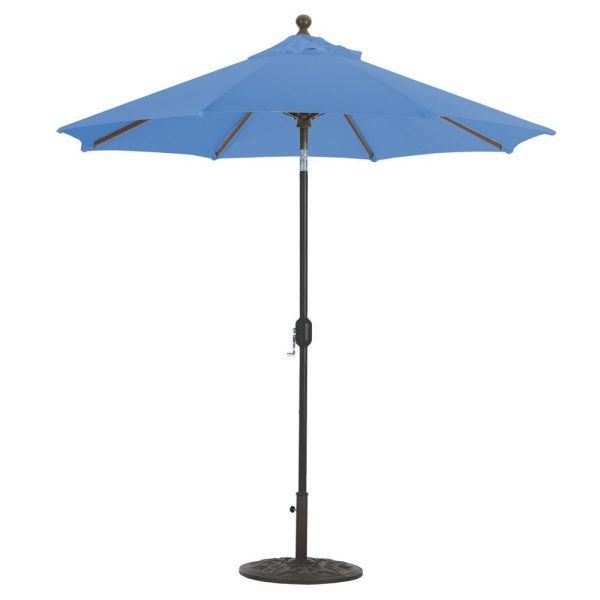 Galtech 7.5 Ft. Octagonal Aluminum Patio Market Umbrella W/ Crank Lift And Deluxe Auto Tilt - Black Frame W/ Sunbrella Canvas Pacific Blue Canopy