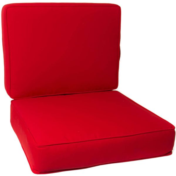 Sunbrella Canvas Jockey Red Medium Square Outdoor Replacement Club Chair Cushion Set W/ Piping By BBQGuys Signature