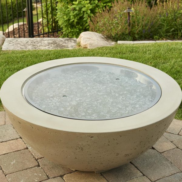 The Outdoor GreatRoom Company 30-Inch Round Tempered Glass Fire Pit Burner Cover - Grey - 30RGGC
