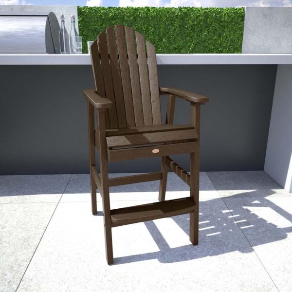 Dream Bay Recycled Plastic Bar Stool in Weathered Acorn by Lakeview Outdoor Designs