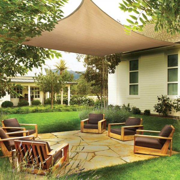 ShadeLogic Sun Shade Sail Heavy Weight 16 Foot Square - Sand