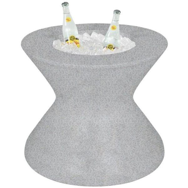Signature 22 Inch Round Polyresin End Table w/ Ice Bucket in Granite Gray by Ledge Lounger