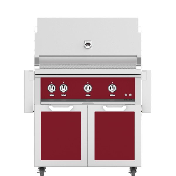 Hestan 36-Inch Natural Gas Grill W/ Sear Burner & Rotisserie On Double Door Tower Cart - Tin Roof - GMBR36-NG-BG