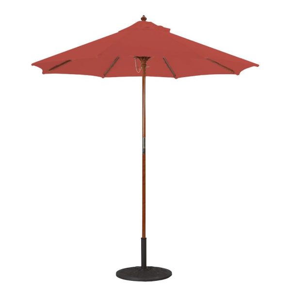 Galtech 7.5 Ft. Octagonal Hardwood Patio Market Umbrella W/ Push Lift - Dark Wood W/ Sunbrella Canvas Henna Canopy