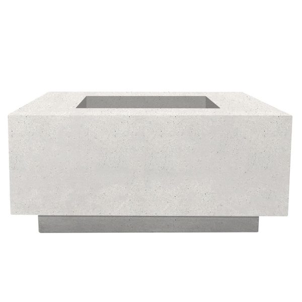 Cascata Bay 2 36 Inch Square GFRC Natural Gas Fire Pit Table in Ultra White by Lakeview Outdoor Designs