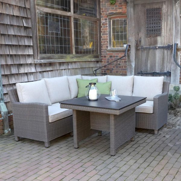 Palma 7 Pc Wicker Modular Corner Seating Set in Cast Ash By KETTLER