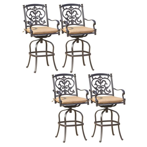 Santa Barbara Cast Aluminum 4 Pc Set Swivel Bar Stool Set in Antique Bronze/Sesame by Darlee