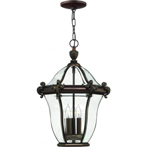 Hinkley Lighting San Clemente Three Light 20-Inch Outdoor Hanging Lantern - Copper Bronze - 2442CB