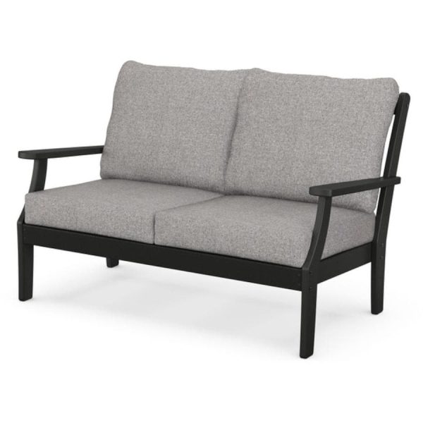 Braxton Recycled Plastic Loveseat in Black/Gray Mist by POLYWOOD
