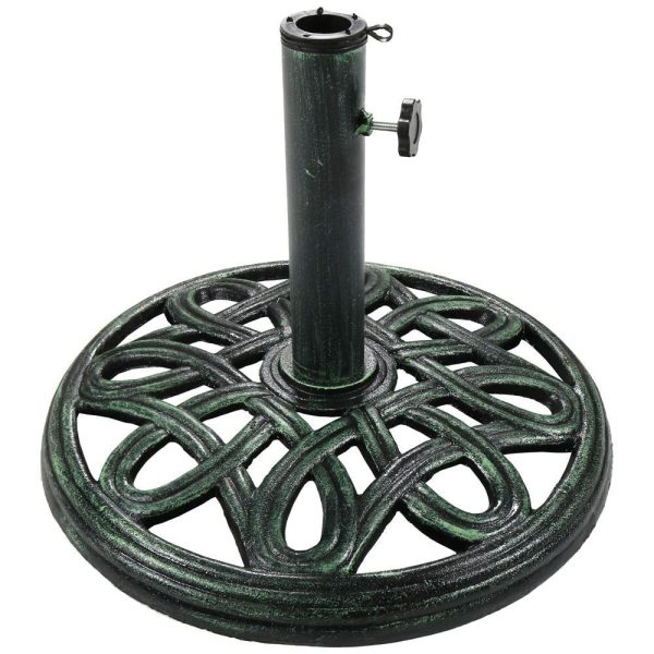 Ultimate Patio 24 Lb Elegant Knot Design Cast Iron Heavy Duty Umbrella Base - Green