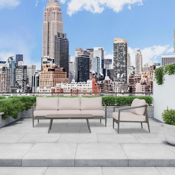 Midnight Cove 3 Pc Aluminum Seating Set in Slate/Cast Silver by Lakeview Outdoor Designs