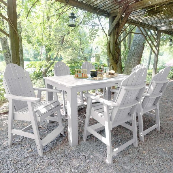 Dream Bay 7 Pc Recycled Plastic Rectangular Counter Height Dining Set in White by Lakeview Outdoor Designs