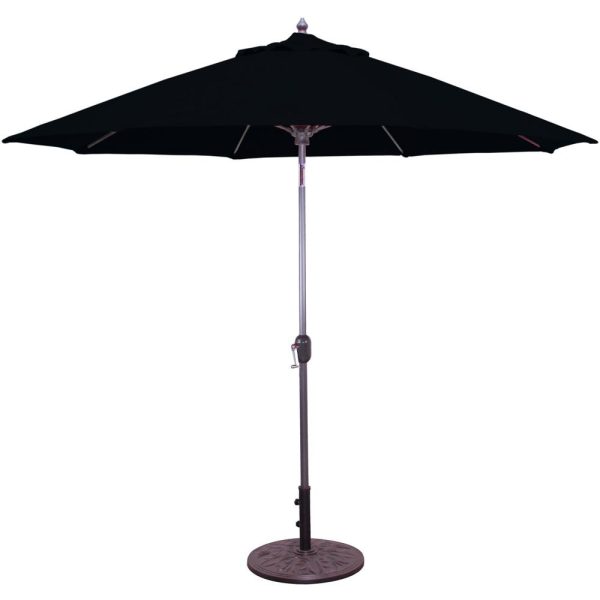 Galtech 9 Ft. Bar Height Octagonal Aluminum Patio Market Umbrella W/ Crank Lift And Auto Tilt - Charcoal Frame W/ Sunbrella Canvas Black Canopy