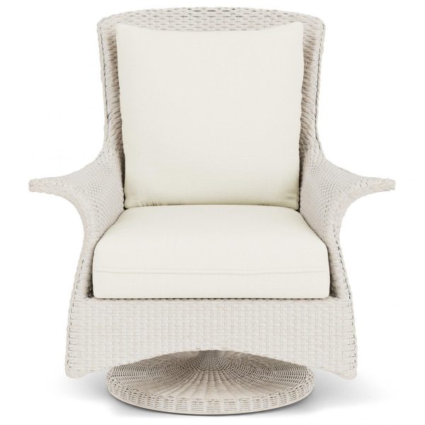 Mandalay Lloyd Loom Swivel Rocker Club Chair in Antique White/Sailcloth Salt by Lloyd Flanders