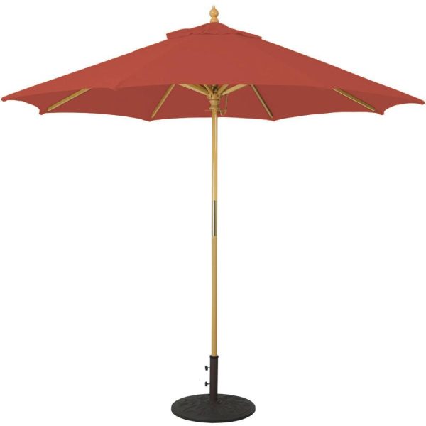Galtech 9 Ft. Octagonal Hardwood Patio Market Umbrella W/ Push Lift - Light Wood W/ Sunbrella Canvas Henna Canopy