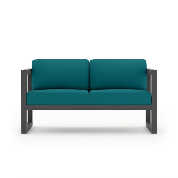 Misty Cove 2 Person Aluminum Loveseat in Slate/Spectrum Peacock by Lakeview Outdoor Designs