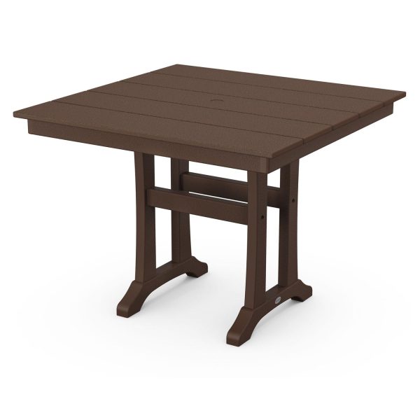 POLYWOOD 37-Inch Farmhouse Trestle Dining Table - Mahogany