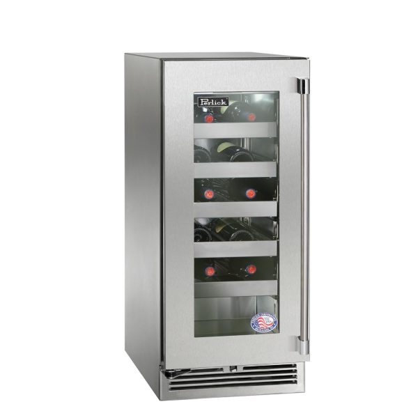 Perlick 15-Inch Signature Series Marine & Coastal Series Stainless Steel Glass Door Outdoor Wine Reserve W/ Door Lock - Left Hinge - HP15WM-4-3LL