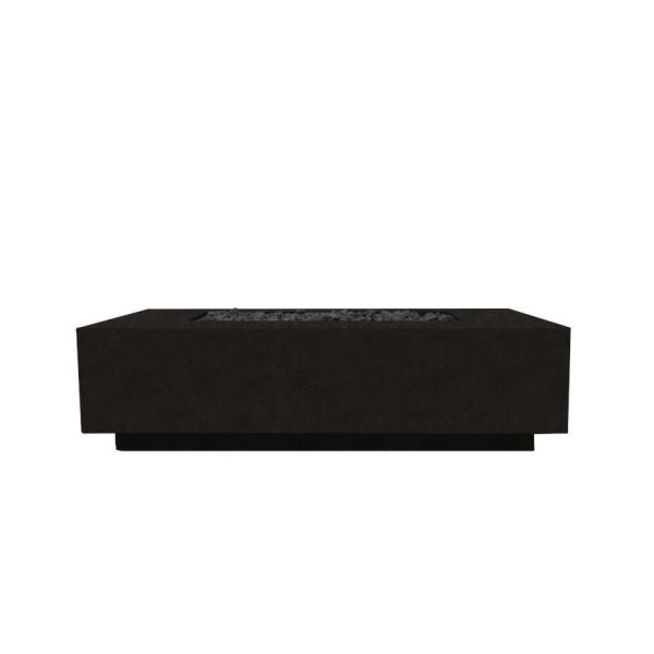 Cascata Bay 8 60 Inch Rectangular GFRC Propane Fire Pit Table in Ebony by Lakeview Outdoor Designs