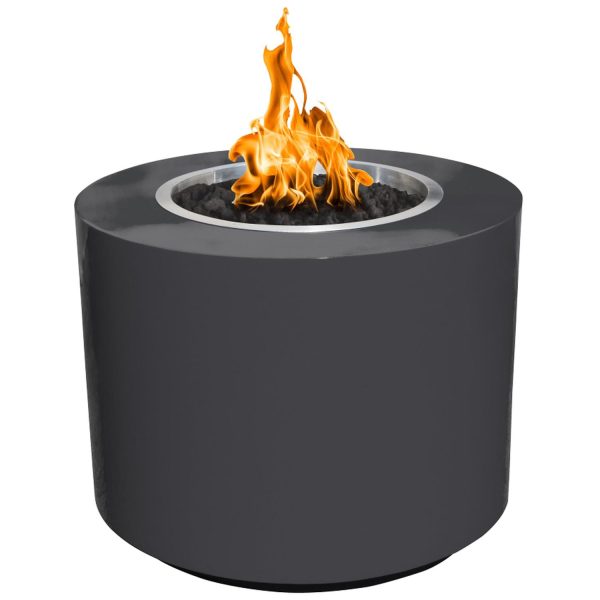 Beverly 30 Inch Round Powder Coated Steel Natural Gas Fire Pit in Gray by The Outdoor Plus