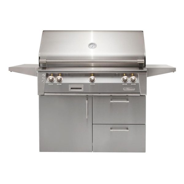 Alfresco ALXE 42-Inch Freestanding Natural Gas Grill On Deluxe Cart With Rotisserie in Signal Gray - ALXE-42CD-NG-S7004