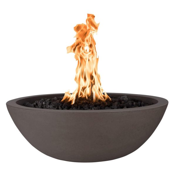 Sedona 33 Inch Round GFRC Propane Fire Bowl w/ Key Valve in Chocolate by The Outdoor Plus