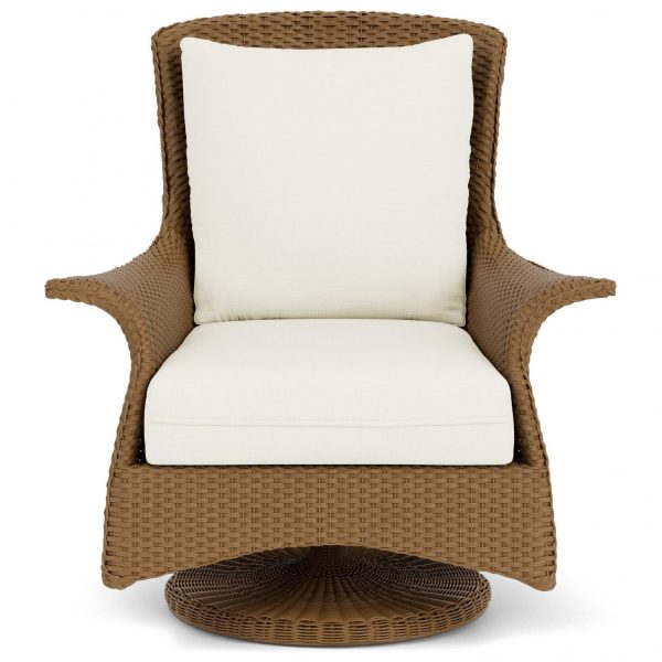 Mandalay Lloyd Loom Swivel Rocker Club Chair in Hickory/Sailcloth Salt by Lloyd Flanders