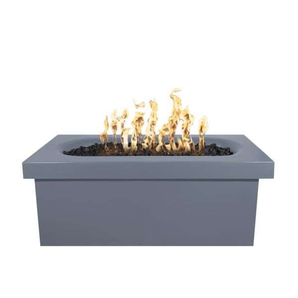 Ramona 60 Inch Rectangular GFRC Natural Gas Fire Pit Table w/ Glow Plug in Gray by The Outdoor Plus