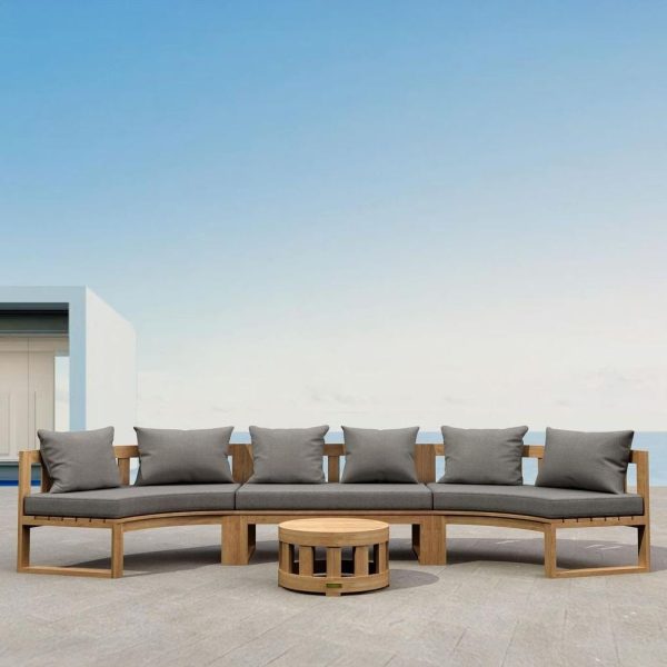 St Charles 6 Person Teak Seating Set in Cast Slate by Lakeview Outdoor Designs