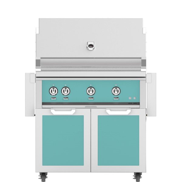 Hestan 36-Inch Propane Gas Grill W/ Sear Burner & Rotisserie On Double Door Tower Cart - Bora Bora - GMBR36-LP-TQ