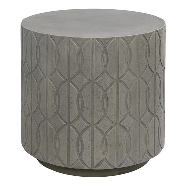 Trellis 21 Inch Gray GFRC Round End Table by Sunset West