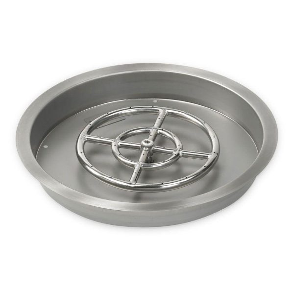 BBQGuys Signature 25-Inch Stainless Steel Round Drop-In Pan W/ 18-Inch Natural Gas Ring Burner - SS-RSP-25-ASBL