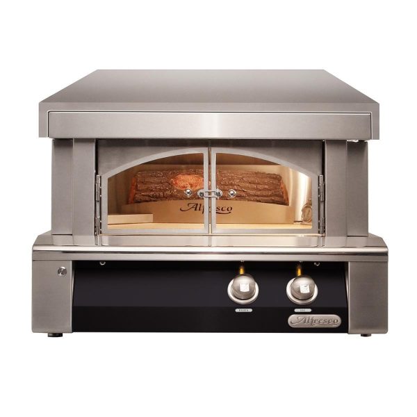 Alfresco 30-Inch Built-In Natural Gas Outdoor Pizza Oven Plus in Jet Black Gloss - AXE-PZA-BI-NG-S9005