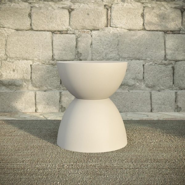 Palo 16 Inch Round Fiber Concrete End Table in Arctic by Oxford Garden