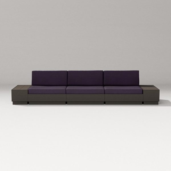 Elevate 5 Pc Recycled Plastic Seating Set in Vintage Coffee/Navy Linen By PW Designer Series