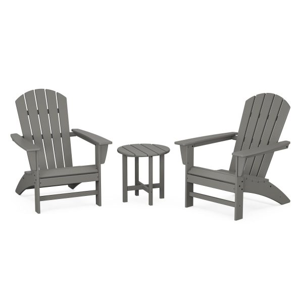 Nautical 3 Pc Recycled Plastic Seating Set in Slate Gray by POLYWOOD