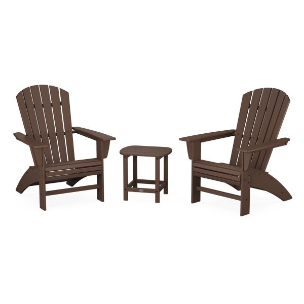 Nautical 3 Pc Recycled Plastic Seating Set w/ Curveback Chairs in Mahogany by POLYWOOD