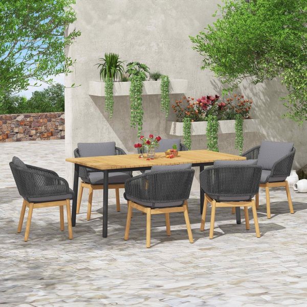 Lake Charles 7 Pc Aluminum Dining Set in Gray by Lakeview Outdoor Designs