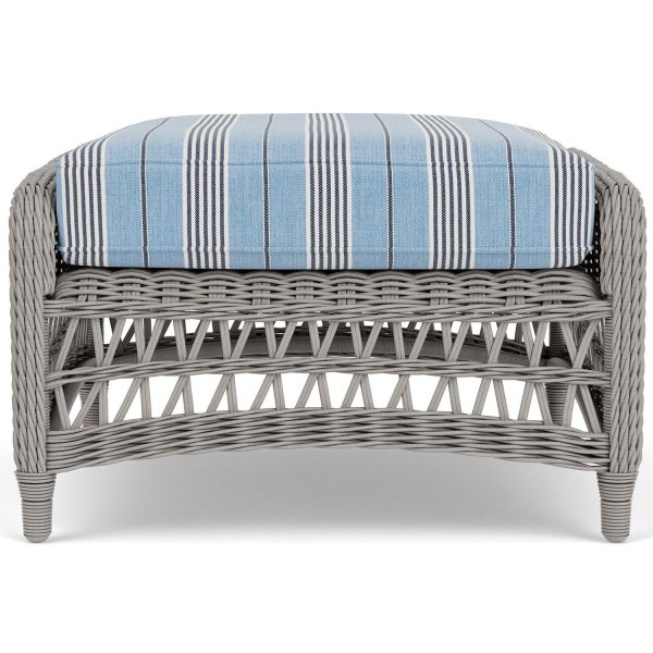 Mackinac Wicker Ottoman in Putty/Hansen Sky By Lloyd Flanders