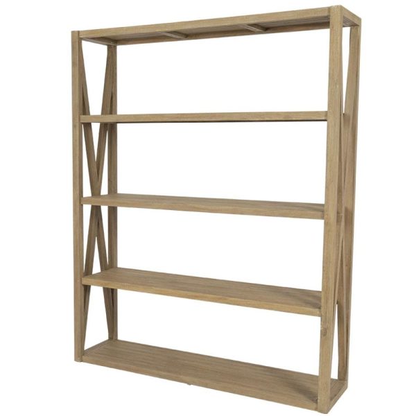 Sunset West Coastal Teak 60 X 16 Inch Teak Patio X Bookcase
