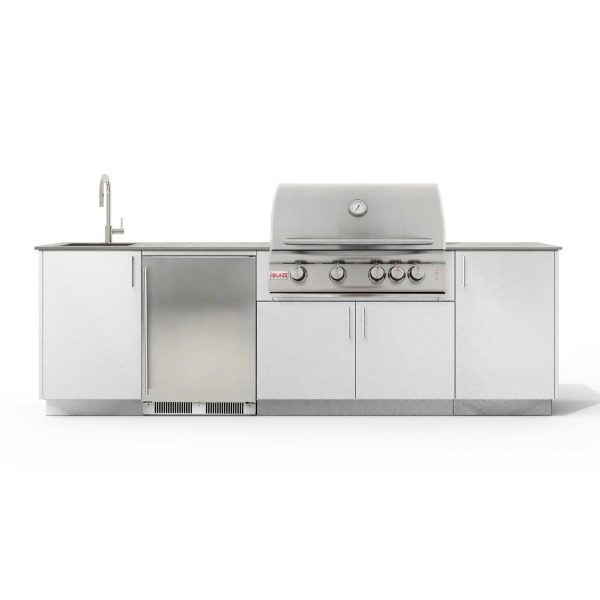 Urban Bonfire Dew 32 Outdoor Kitchen w/ Blaze LTE Propane Grill, Sink, Refrigerator, Keon Dekton Countertop & Chantilly Finish - B-Dew-32-Blaze-Keon-Chantilly
