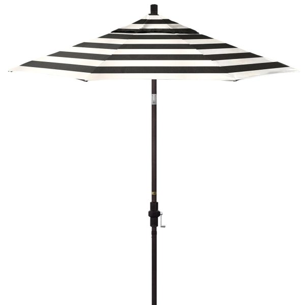 California Umbrella Sun Master Series 7.5 Ft Octagonal Aluminum Collar Tilt Patio Umbrella W/ Crank Lift & Fiberglass Ribs - Bronze Frame / Sunbrella Cabana Classic Canopy